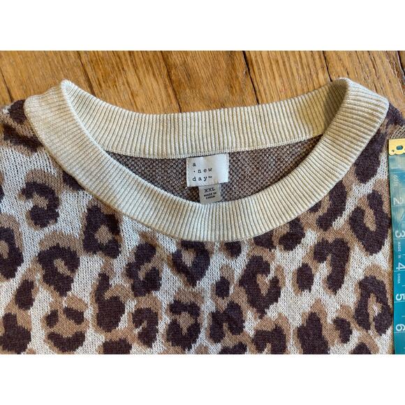 A New Day XXL Womens Leopard Print Cozy Long Sleeve Sweater - Picture 4 of 6